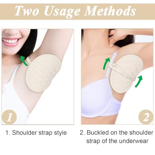 MAYCREATE® 2 Pairs Underarm Sweat Pads for Men Women Washable Reusable Cotton Anti-Slip Quick Dry Anti-Odor Invisible Straps Lightweight Beige Absorbs Armpit Daily Use India 3 PCS