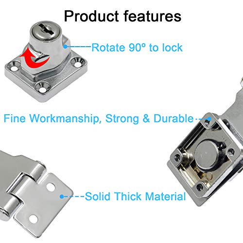 HASTHIP 1PC Door Lock Hasp Latch, 5 Inch 304 Steel Safety Packlock Clasp Hasp Door Latches, Extra Thick Door Gate Lock Hasp with Screws Brushed Finish