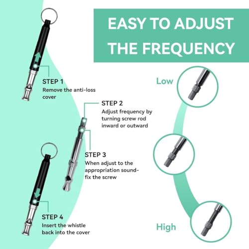 ZIBUYU® Dog Whistles 2 Packs, Dog Whistle to Stop Barking, Adjustable Ultrasonic Dogs Whistle with Lanyard Dogs Training Whistles (Black,White)