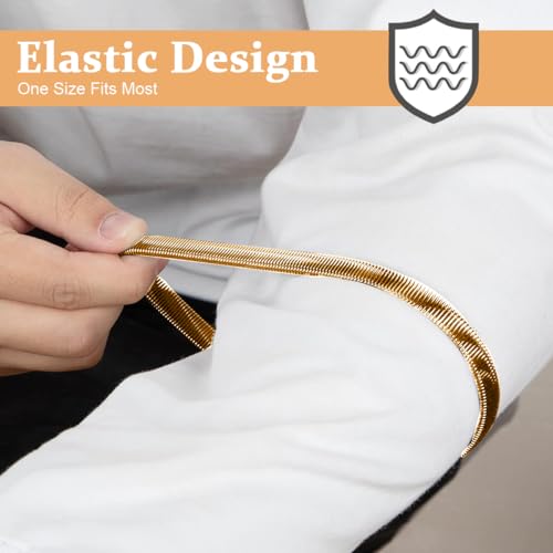 GUSTAVE® 1 Pair Shirt Sleeve Holder Stretchy Armbands Garter Metal Anti-Slip Sleeve Garter Fashion Bartenders Arm Garters for Men and Women Fixing Long Sleeves - Gold