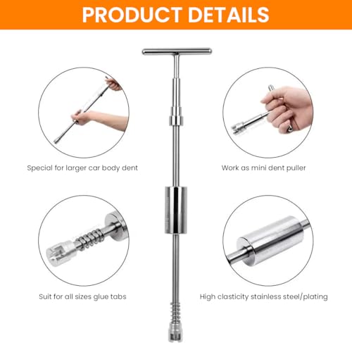 STHIRA® Car Dent Repair Tool Kit T-Bar Puller Includes 54PCS Multi-sized Pulling Tabs Glue Gun Stick Scraper Empty Alcohol Spray Bottle Cloth Wipe