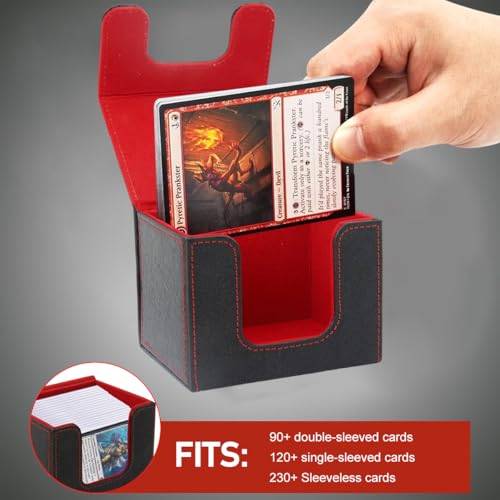 PATPAT Cards Organizer Box PU Hard Shell Storage Box for Casino Cards Game Cards Magnetic Closure Design Card Storage Box Tabletop Game Cards Holder, 104x85x80mm