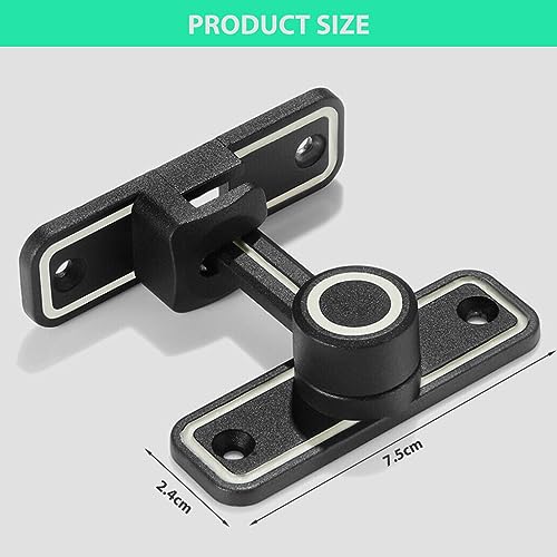 HASTHIP® Door Lock Sliding 90° 180° Heavy Duty Barn Hardware with Night Glow Design Latch Suitable for Garden Bathroom Outdoor Garage Window Black 2PCS
