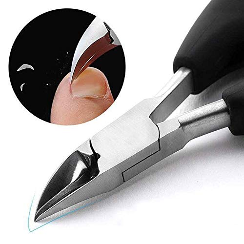 MAYCREATE lesgos Professional Surgical Grade Stainless Steel Ingrown Big Thick Nails Nippers Cutters with File for Elderly, Seniors, Men (Black)