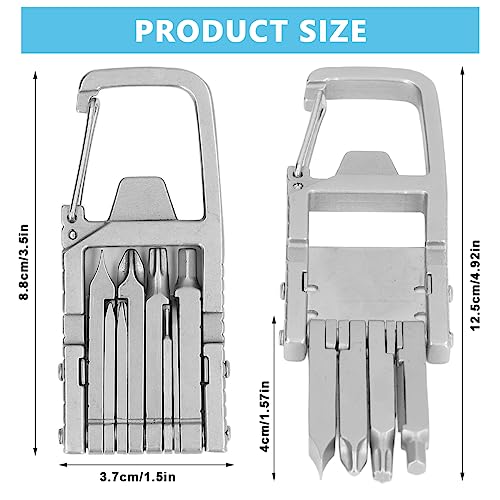 HASTHIP® Keychain Multi Tool 12 in 1 Folding Multipurpose with 6 Mini Screwdriver Bits Cutter SIM Card Ejector Bottle Opener Phone Holder Pocket Mini Multitool 2PCS