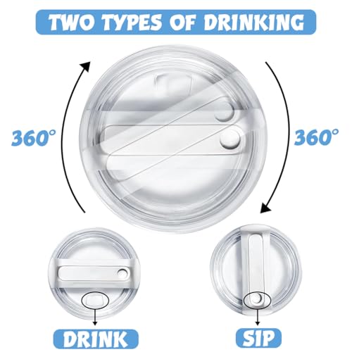 HASTHIP® 2 Pack 40 OZ Tumbler Lid Replacement Fit for Stanley Cup, Fashion Leaking Proof Stanley Cup Lids Spill Proof Tumbler Covers Fit Tumbler Lids with Straw Hole (Clear) 2 PCS