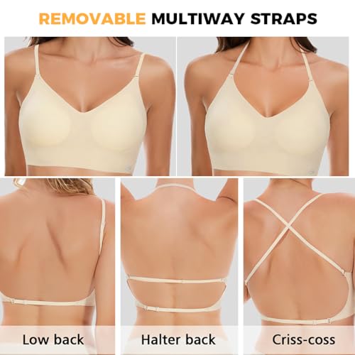 PALAY Women's Bra Summer V-Neckline Bra with Adjustable Strap Breathable Bra Stylish Cross Back Bra Yoga Bra Base Layer Bra, S