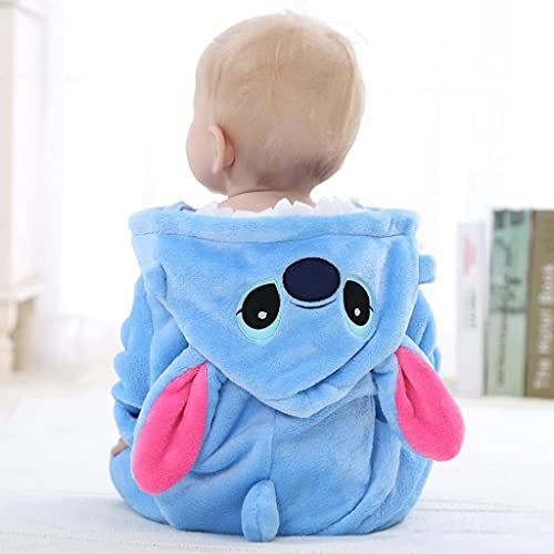 SNOWIE SOFT Baby Jumpsuit for Boys Girls, Toddler Baby Romper Flannel Cartoon Dress Warm Soft Pajamas for Kids Party Cartoon Stitch Jumpsuit for Girls Boys (12-18 Month)