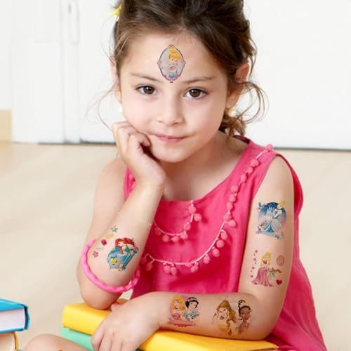 MAYCREATE® 20 Sheets Princess Temporary Tattoos for Kids Dreamy Mermaid Themed Waterproof Colorful Tattoo Stickers for Party Fun Festival 60 PCS