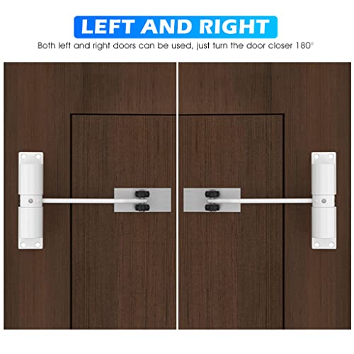 HASTHIP® Automatic Door Closer Zinc Alloy Spring Adjustable Closing Hinge Quiet for Wooden Metal Doors Security Use Up to 30 Kgs White 3 PCS