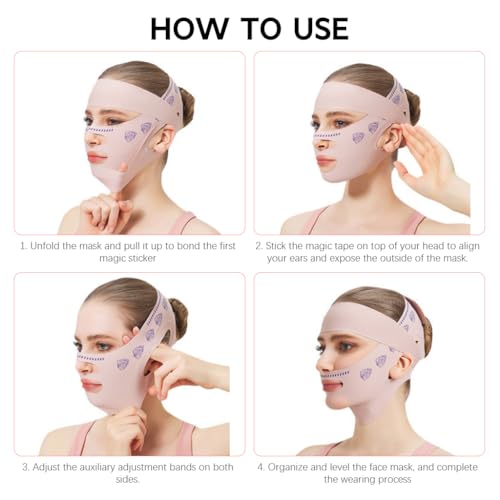 MAYCREATE® V Line Face Lifting Mask, Double Chin Reducer Jaw Line Shaper, Face Toning Belts, Lifting and Firming Compression Strap for Sleeping Anti-wrinkle Skin Tightening Belt for Slim Lift 3 PCS