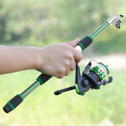 Proberos® 1.8M Telescopic Fishing Rod and Reel Combo Spinning Bait Kit with Lifelike Artificial Hooks Lures Suitable for Sea 2 PCS