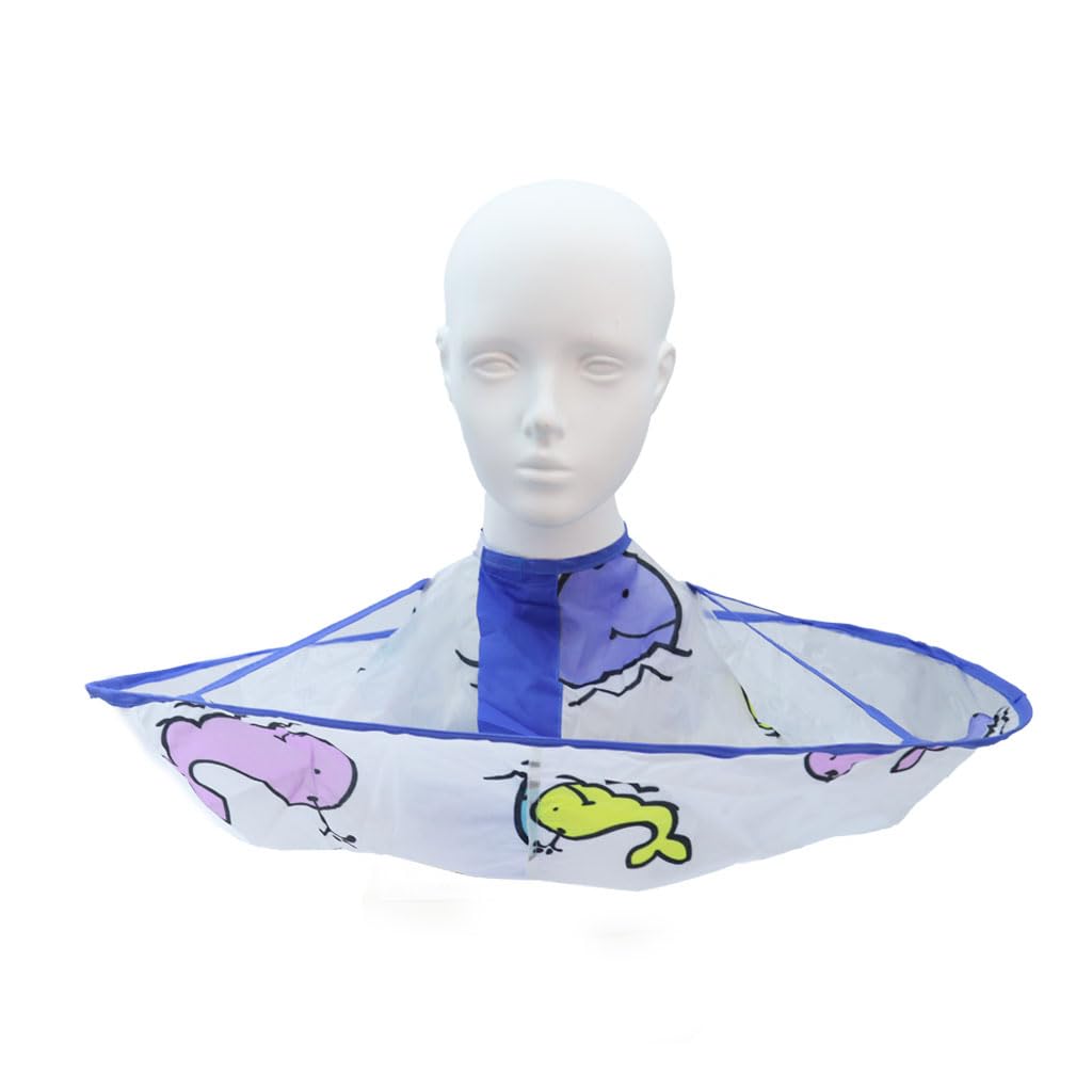 SNOWIE SOFT Haircut Cape for Kids, Cute Umbrella Hair Cutting Cape, Clear Foldable Salon Barber Cape Cloak Hair Catcher for Boys Girls - Adjustable Neck Size, Waterproof
