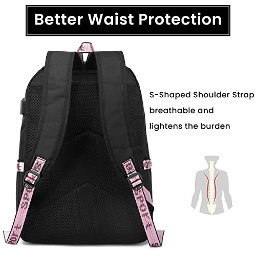 PALAY K-POP Seventeen School Backpack Travel Backback Seventeen Fashion Print Backpack Suitable for Girls Laptop Backpack School Gift for Girls (Black)