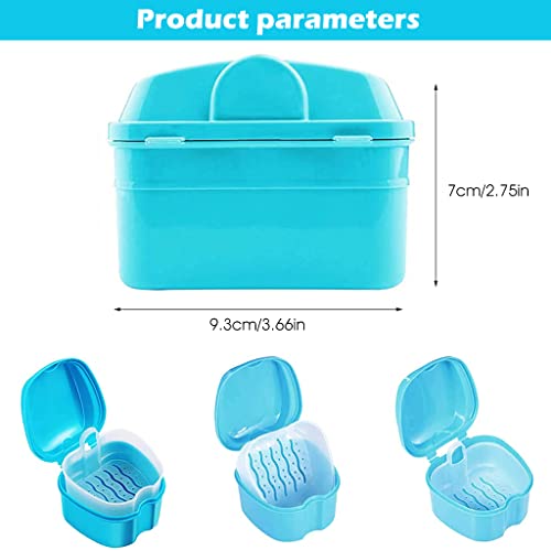 ZIBUYU® Denture Box Case Sanitary Orthodontic Retainer Portable Storage Fake Tooth Holder with Strainer 3 PCS