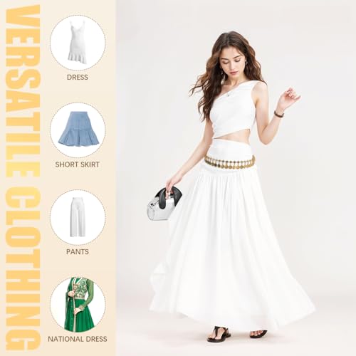 SANNIDHI® Waist Chain Gold Coin Tassel Belts Boho Belly Hip Chains for Women Saree Adjustable Vintage Western Fashion Cowgirl for Dresses Jeans Skirts 3 PCS