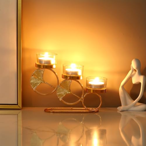 HASTHIP® Elegant European Style Metal Candle Holders for Weddings, Parties, and Home Decor,Diwali Candle Holder-Gold