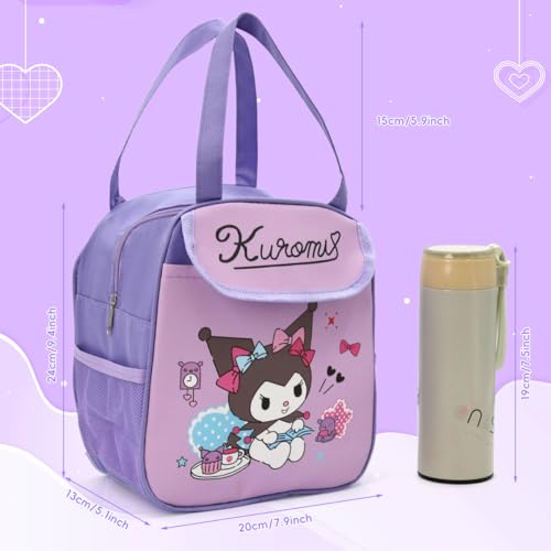HASTHIP® Kuromi Lunch Box Bag Handbag 3PCS