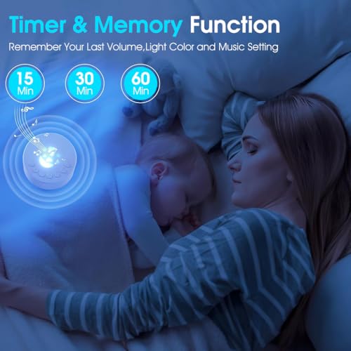 ZORBES® White Noise Machine for Baby, 7 Color Night Light, Sleep Aid White Noise Speaker with 18 Soothing Melodies, Auto Off Timer Memory Function, USB Rechargeable Noise Sound Machine, 40x47mm