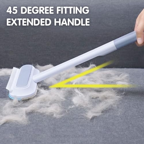 Qpets® Cat Brush Dog Comb 3 In 1 Pet Hair Remover Brush with 2 Integrated Cleaning Brushes Reusable Long Handle Pet Dust Cleaning Roller for Sofa Carpet Couch X 2