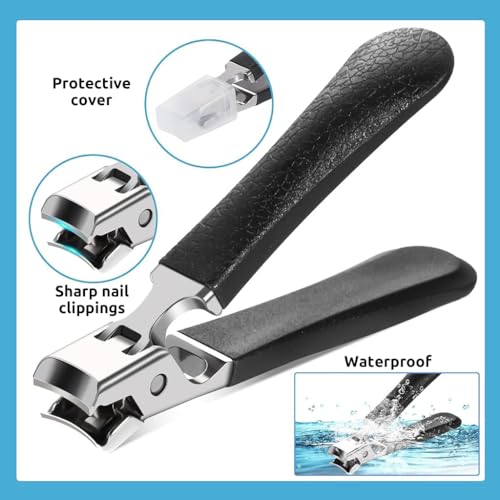 MAYCREATE Toenail Clipper Large Nail Clipper Heavy Duty Stainless Steel Nail Clipper with PP Handle Scattering-proof Wide Jaw Nail Clipper for Thicker Nail, Toenail, Hard Nails