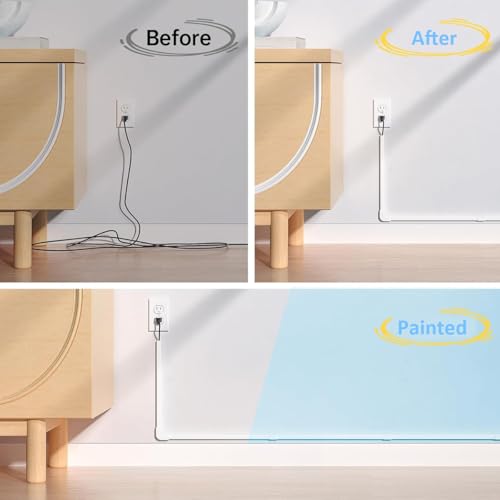Serplex® 12Pcs Cord Hider 15.7 Inch Each, Connectable PVC Cable Raceway Set with Corner Connectors, Sleek Single Wire Covers for TV Wall, Kids & Pet Safe, Easy Sliding Design for Home & Office