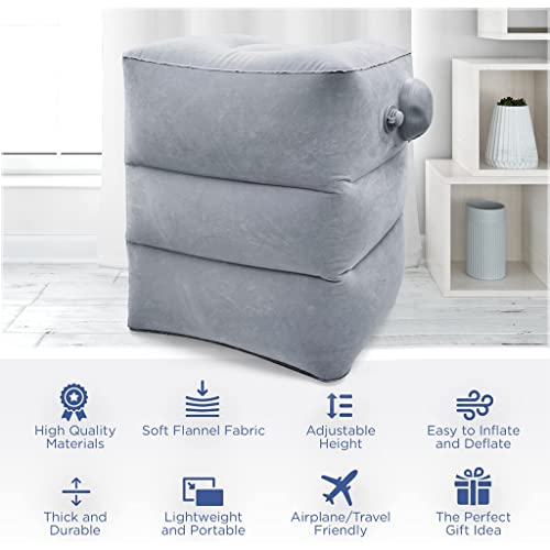 HANNEA® Inflatable Air Travel Pillow Long Footstool Seat Rest Foldable for Flight Home Office Self-inflatable Adult Kids 3 PCS