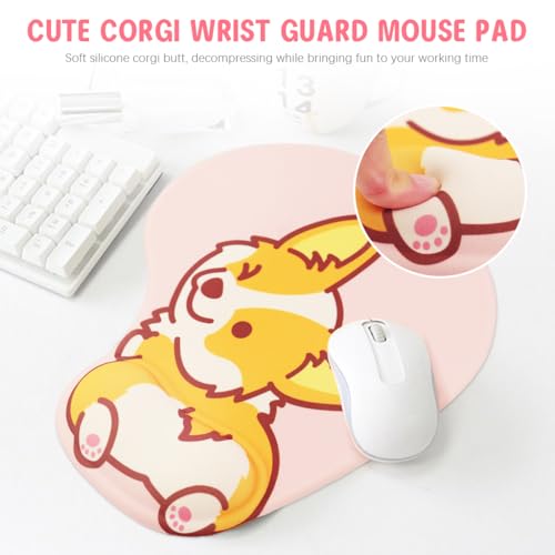 ZORBES® Kawaii Cartoon Puppy Mouse Pad with Wrist Rest Ergonomic Gel Smooth Lycra Cover Anti-Slip Base Office Gaming Anime Theme Spandex Silicone Material Color MH074 3PCS