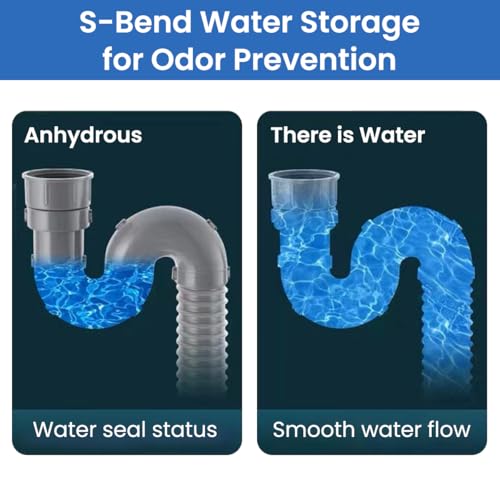 HASTHIP® Kitchen Sink Drain Pipe Kit with Universal Fit 3.35-4.33 Inches Stainless Steel Flange U-Shaped P-Trap Water Retaining Lid Anti-Clog Anti-Odor Robust for Home Use 3PCS
