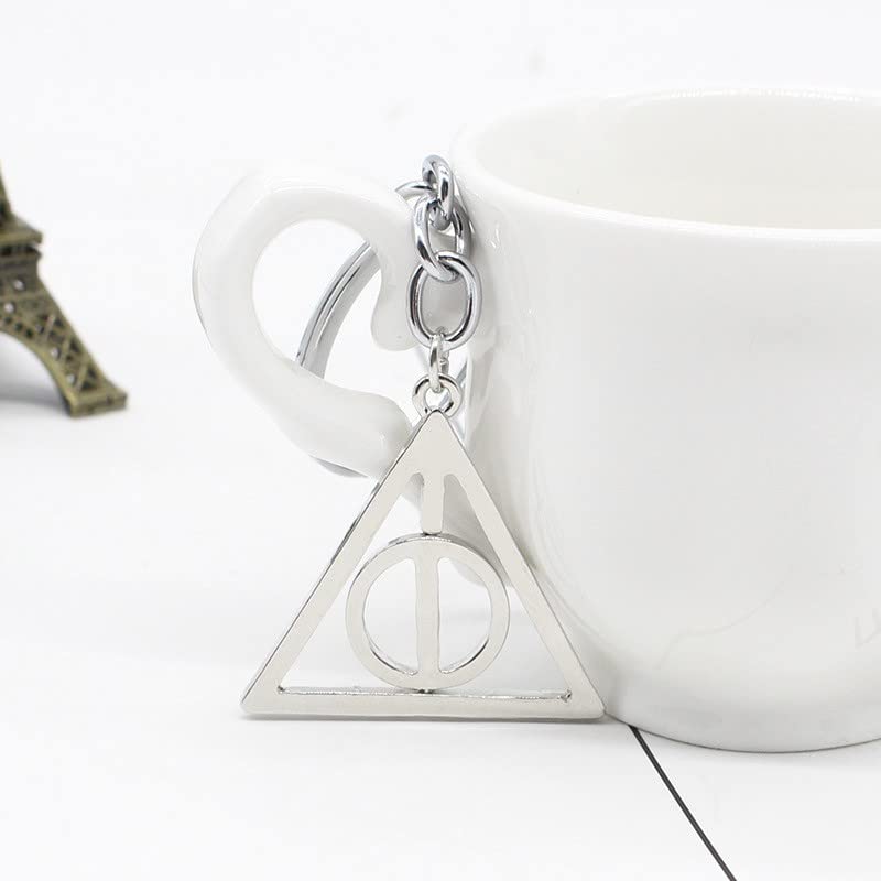 ZIBUYU Deathly Hallow Keyring Creative Deathly Hallow Keyring Harry Potter Keyring Keychain Rotatable Design Deathly Hallow Keyring Christmas Gift Keychain Keyring