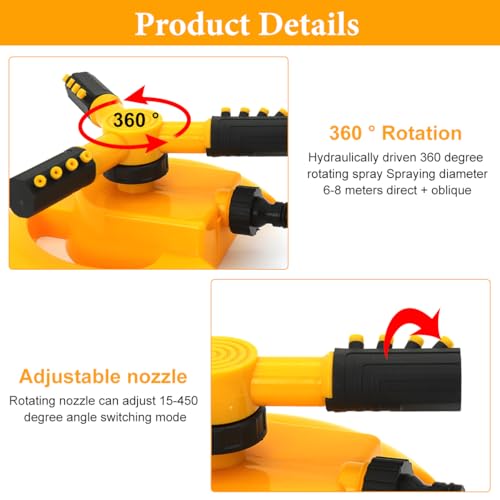 HASTHIP Water Sprinkler Porous Water Sprinkler Attachment Irrigation Sprinkler Large Area 360° Rain Fall Water Sprinkler for Lawn, Flower Bed, Bush Universal Water Sprinkler Head with Adapters