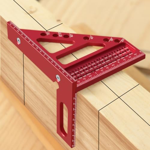 Serplex® Woodworking Triangle Ruler Scribing Aluminum Alloy Etched Metric Scale Multifunctional Drill Guide Gauge 22.5-90 Degree Square Protractor 2PCS