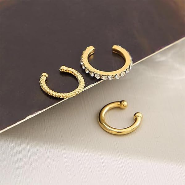 ZIBUYU® 18PCS Ear Cuffs Without Piercing Hoops Earrings for Women Alloy Hypoallergenic Rhinestone Shining Gold Clip Set Friends Gifts Trendy Accessories