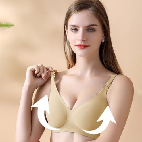 SANNIDHI® Women Nursing Bra for Breastfeeding, Front Opening Pad Design, Full-Coverage Maternity Bra, Wire-Free Comfort Bra for Nursing Mom, Size XL, Nude