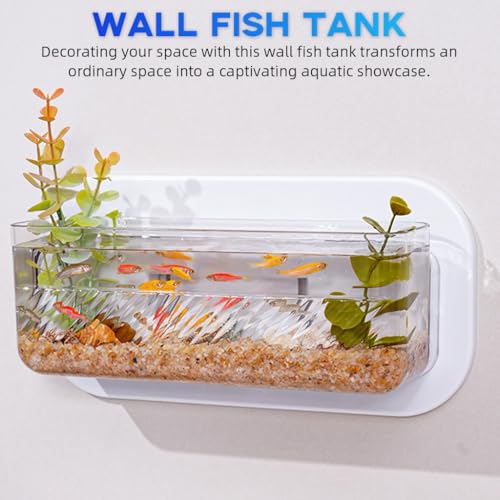 Qpets Wall Fish Tank Betta Fish Wall Mounting Fish Tank for Home Decor Plastic Transparent Self Adhesive Fish Tank Multi Purpose Wall Accessories Organizer Box for Home/Office