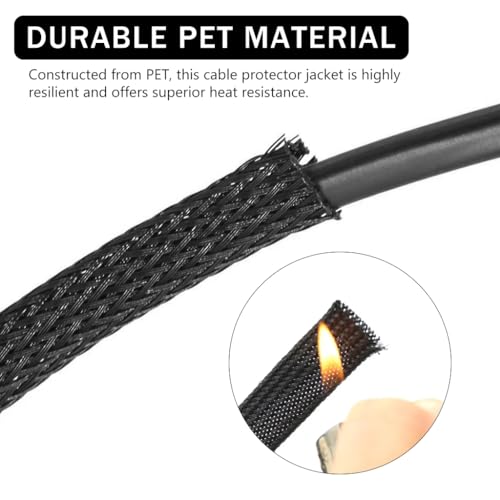Supvox® 6.6ft Cable Protector Wire Loom Tubing Sleeve Split Sleeving for USB Power Cord Audio Video Jacket Protect Mouse Cat from Chewing Cords Black 2PCS