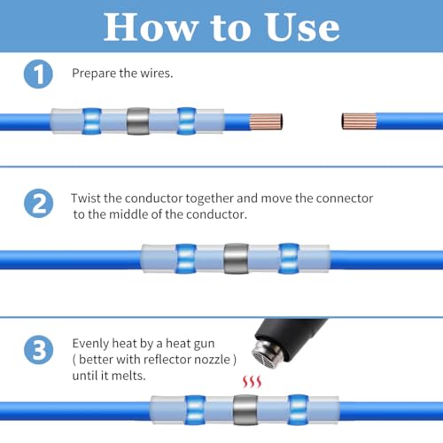Serplex® 160PCS Heat Shrink Solder Wire Connectors Kit Solder Seal Terminal 5 Sizes Waterproof Electrical Insulation Terminal for Repairs Connections
