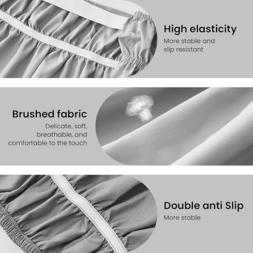 HASTHIP® Grey Pleated Bed Skirt for Single Bed 75x39 Inches 15 Inch Drop Polyester Cotton Minimalist Ruffled Dust Wrinkle Free Easy Install Bedroom Decor Essential 2PCS