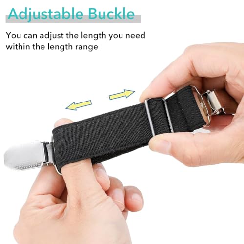GUSTAVE® 6PCS Waist Tightener for Pants Adjustable Hip Elastic Belt Band Versatile Glove Mitten Clips Cinch Clip for Men Women Kids 2.5cmx20cm