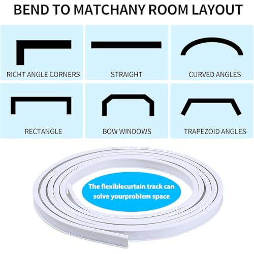 HASTHIP® 9.6ft 3m Flexible Ceiling Curtain Track Heavy Duty Drape Mount System Universal Room Fit Easy Install All Accessories Included 2 PCS