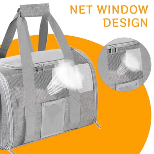 Qpets® Cat Carrier Bag Breathable Mesh Pet Multifunctional Folding with Food Box Handle Shoulder Strap 43X30X28cm 3 PCS