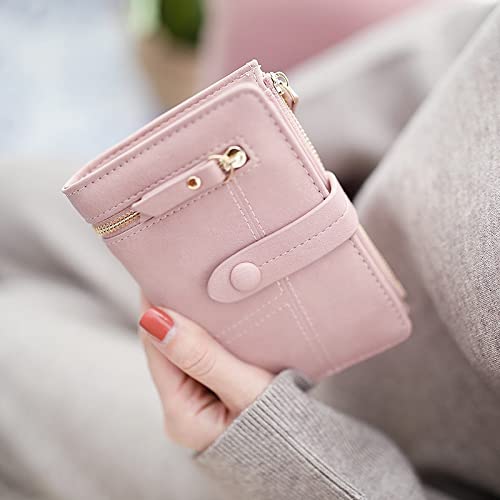 PALAY Small Purses for Women PU Leather Bifold Wallet Card Organizer Girl Wallet Solid Color Women Purse Viberant Blue Wallet for Girls