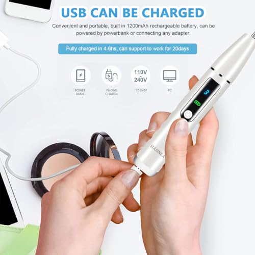 HANNEA® Teeth Whitening Kit Electric Tartar Remover with LED Stain 3 Working Modes Cleaning Kits 4 Stainless Steel Bits Oral Mirror Home Dental Care 2 PCS