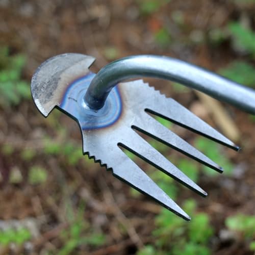 HASTHIP® Weeder Hand Tool 14.1 Inches Short Garden Weeding Steel 4-Claws Portable Manual Weed Puller for Lawn Plant Pot Vegetable Fields 3PCS