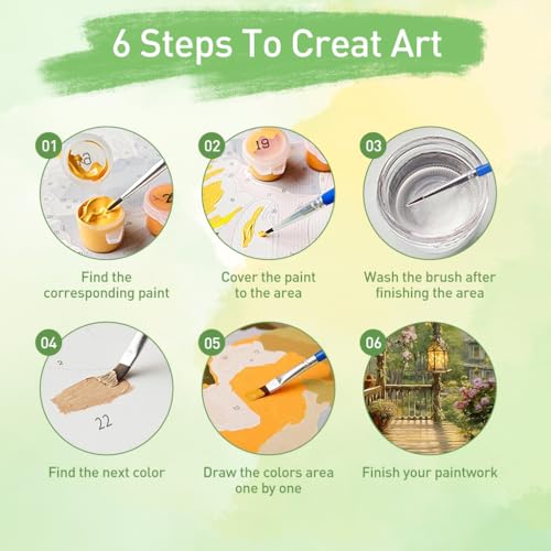 HASTHIP® 3pcs DIY Paint by Numbers Kit Countryside Hallway Oil Paint by Numbers Canvas Oil Wall Decoration Number Painting Natural Scenery Home Decoration 40 x 50 cm X3