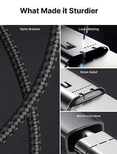 JSAUX® 2-Pack 100W 5A Type C To Cable Fast Charging 6.6Ft 2M Braided Usb 480Mbps Data Sync for iPhone 16 Plus Pro Max 15 Galaxy S24 S23 MacBook iPad Pixel Grey 3PCS