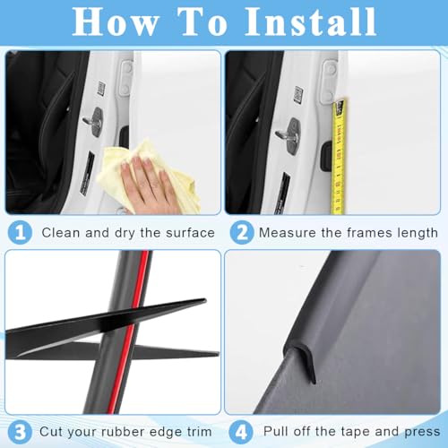 HASTHIP® 2X 16.4ft Rubber Edge Trim, Cuttable EPDM Protective Board Tape with Double-Sided Self-Adhesive, Fits 0.5-2mm Metal Panels, Smooth Finish for Car, Home, Office, DIY, Black Strip