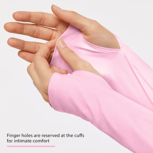 PALAY Summer Jacket for Women, UPF 50+ Sun Protection Hoodie Jacket with Face Cover, Fashion Long Sleeve Zip Up Lightweight Cooling Shirt for Outdoor Riding, Hiking, Travel - Pink