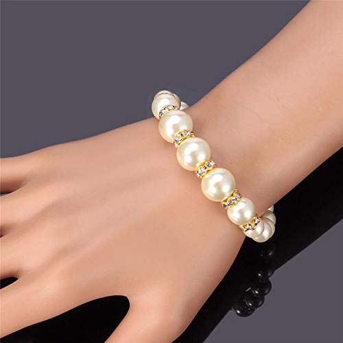 SANNIDHI Necklace Set for Women Stylish Pearl Bracelet with Pearl Earrings & Pearl Mala Necklace Jewellery Set for Women & Girl Gift, White - 3 Combo Pack