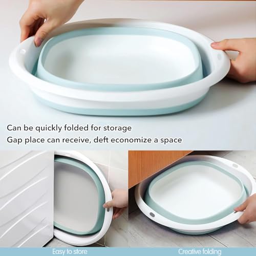 HASTHIP® Silicone Collapsible Tub Bucket Set Portable Wash Basin for Handwash Outdoor Washing Foldable with Hanging Holes Sink for Fruit Vegetables 6PCS